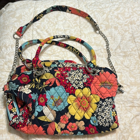 Vera Bradley Handbags - VERA BRADLEY NAVY BLUE FLORAL HANDBAG